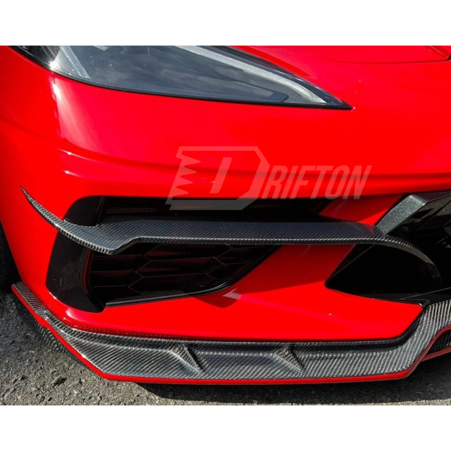 Carbon Fiber Front Bumper Vents Trim For Chevrolet Corvette C8 Stingray Z51 2020-2026