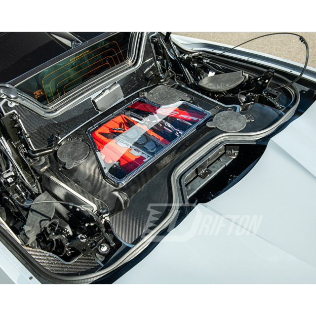 Dry Carbon Fiber Clear Engine Bay Cover For Chevrolet Corvette C8 E-Ray 2020-2026
