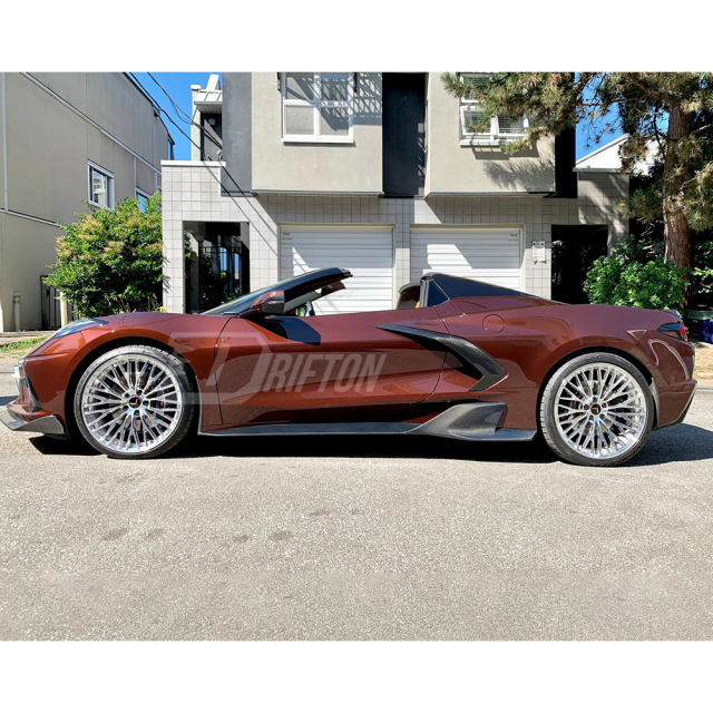 ADRO Style Carbon Fiber Side Skirt For Chevrolet Corvette C8 Stingray Z51 2020-2026