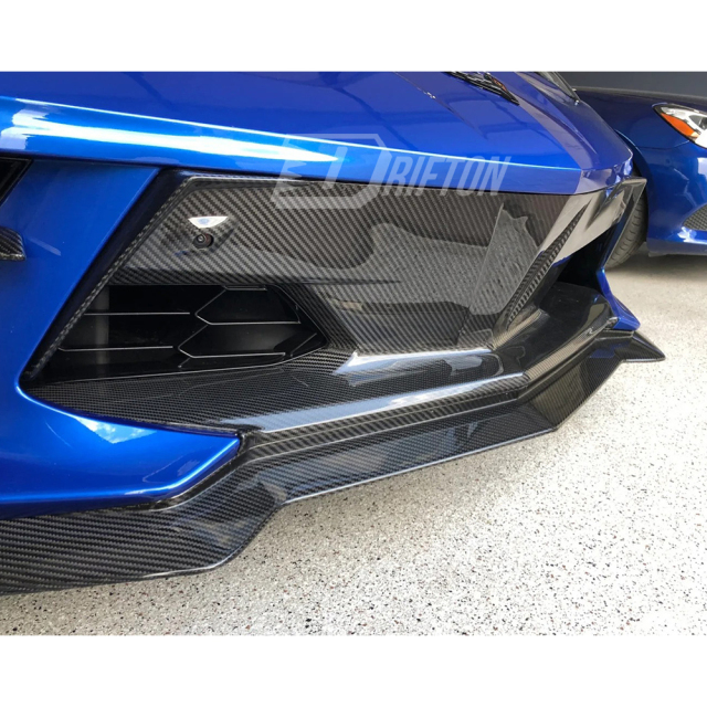 Dry Carbon Fiber Front Bumper Center Trim For Chevrolet Corvette C8 Stingray Z51 2020-2026