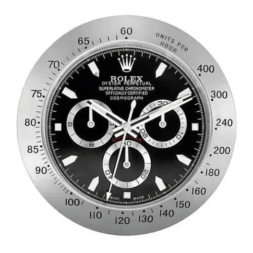 Rolex Daytona Cosmograph Wall Clock | Silver & Black front
