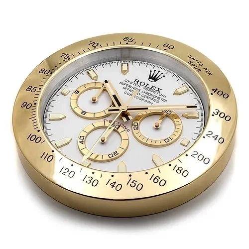 Rolex Daytona Cosmograph Wall Clock | Gold & White Style Side