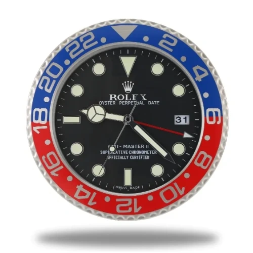 Rolex GMT-Master II Wall Clock Pepsi | Red & Blue front 