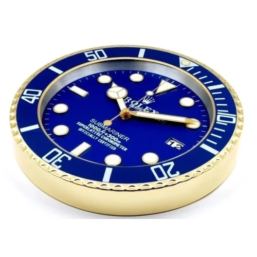 Rolex Submariner Wall Clock | Blue Style Gold frame side