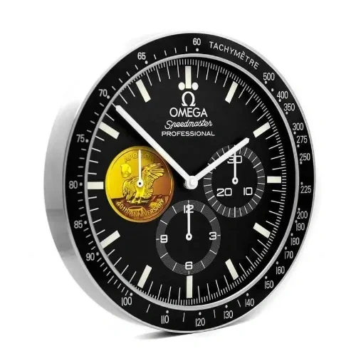 Omega Speedmaster Wall clock | 40th Anniversary Gold side
