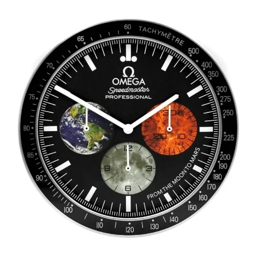 Omega Speedmaster Moonwatch Moon & Mars Wall Clock front