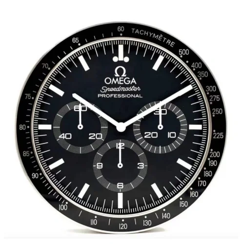 Omega Speedmaster Moonwatch Style Wall Clock front