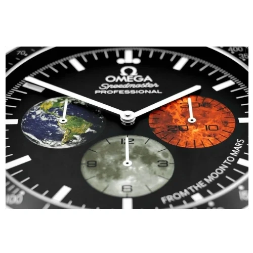 Omega Speedmaster Moonwatch Moon & Mars Wall Clock details