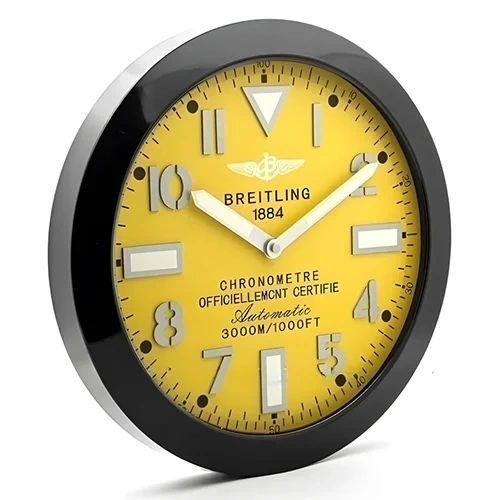 Breitling Wall Clock  Black And Yellow Style Side