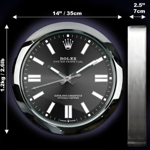 Rolex Oyster Perpetual Wall Clock  Black Dial Size