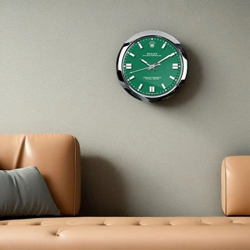 Rolex Oyster Perpetual Wall Clock | Green Dial on Wall