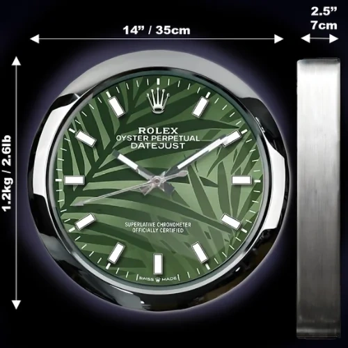 Rolex Oyster Perpetual Wall Clock  Green Palm Style Size