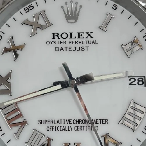 Rolex Date-Just Wall Clock | Roman Dial Silver And White details