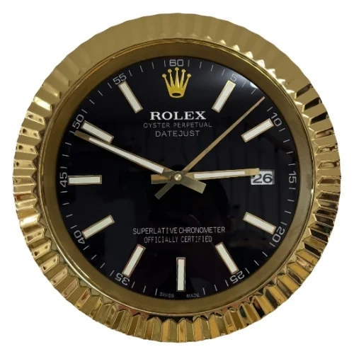 Rolex Presidential Date-Just Wall Clock  Gold And Black front