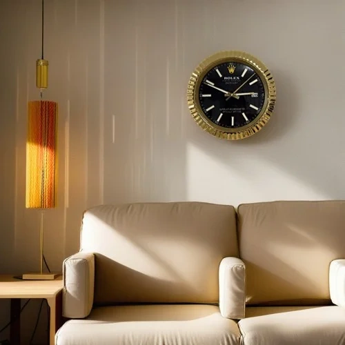 Rolex Presidential Date-Just Wall Clock  Gold And Black On Wall