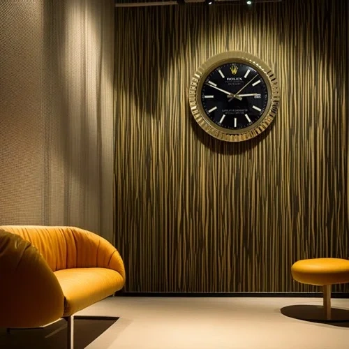 Rolex Presidential Date-Just Wall Clock  Gold And Black On Wall