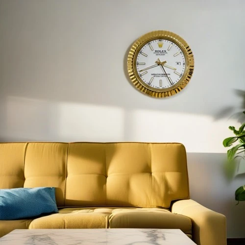 Rolex Presidential Date-Just Wall Clock | Gold And White On Wall