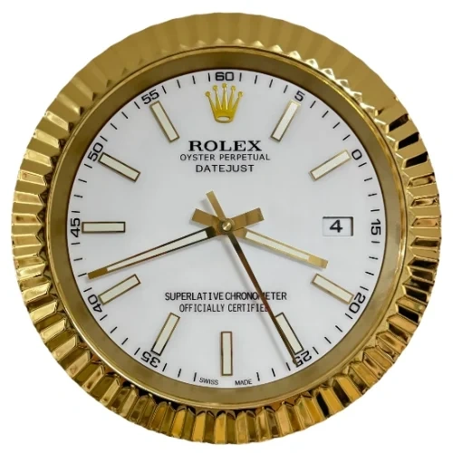 Rolex Presidential Date-Just Wall Clock | Gold And White front