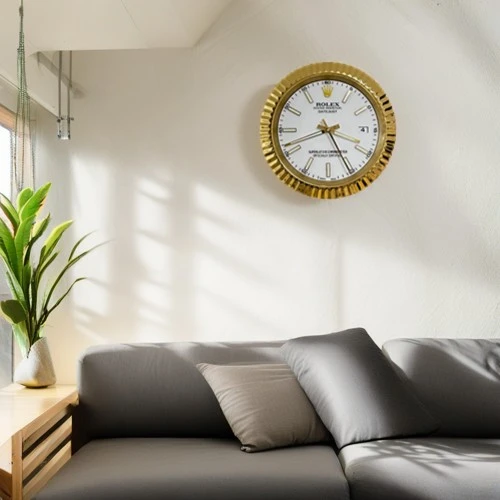 Rolex Presidential Date-Just Wall Clock | Gold And White On Wall