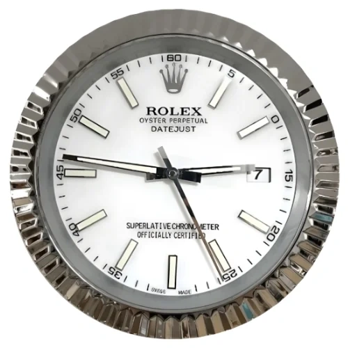 Rolex Presidential Date-Just Wall Clock | Silver And White front