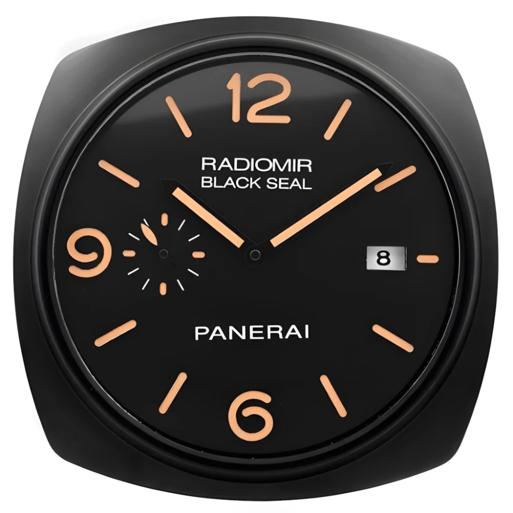 Panerai Radiomir Wall Clock | Black And Orange Front