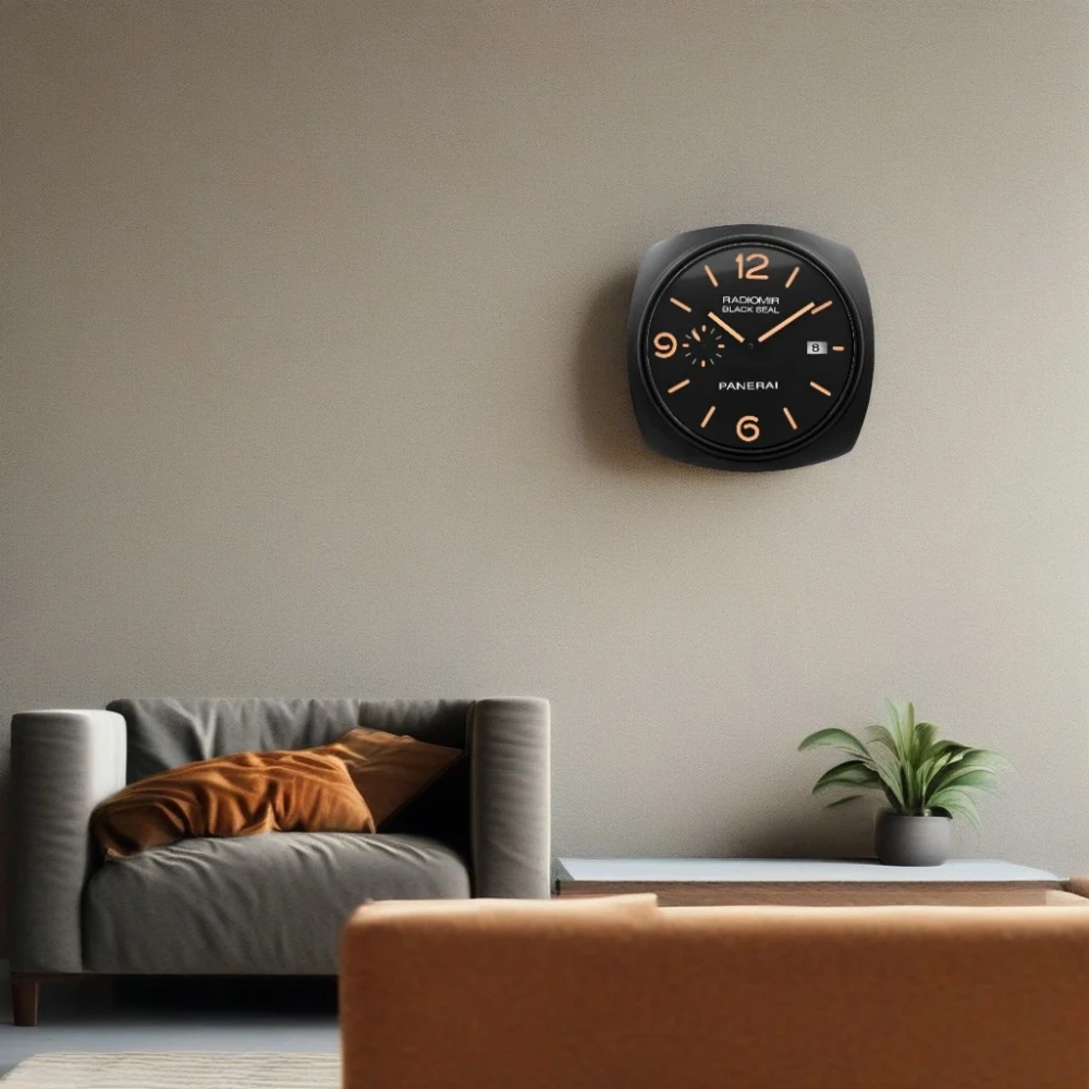 Panerai Radiomir Wall Clock | Black And Orange On Wall