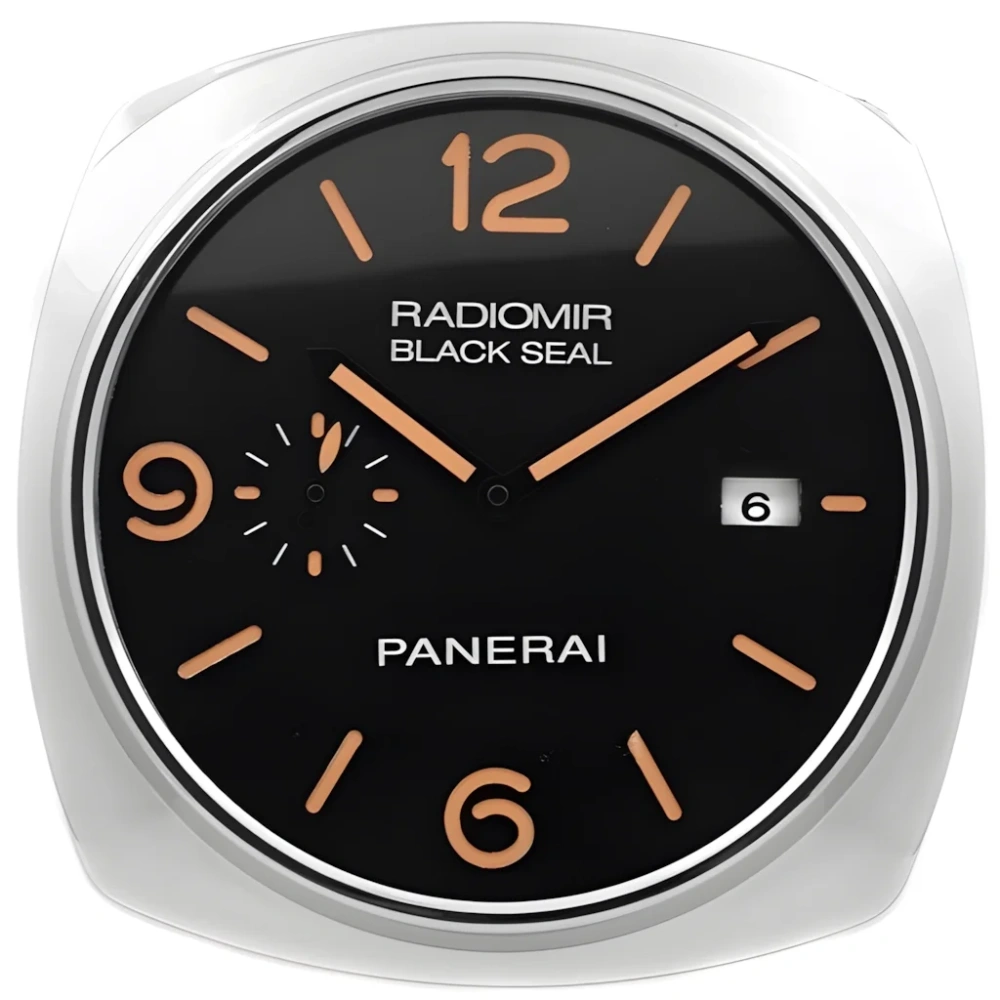 Panerai Radiomir Wall Clock | Silver And Orange Front