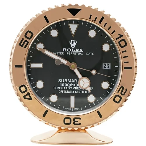 Rolex Submariner Desk Clock | Black And Rose Gold