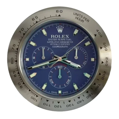 Rolex Daytona Cosmograph Wall Clock | Silver And Blue Style Front