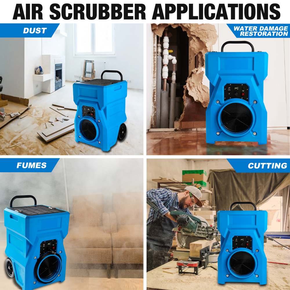 MOUNTO AF1000 1000CFM Air Scrubber Hepa Filter for Water Damage Construction Fire Remidiations