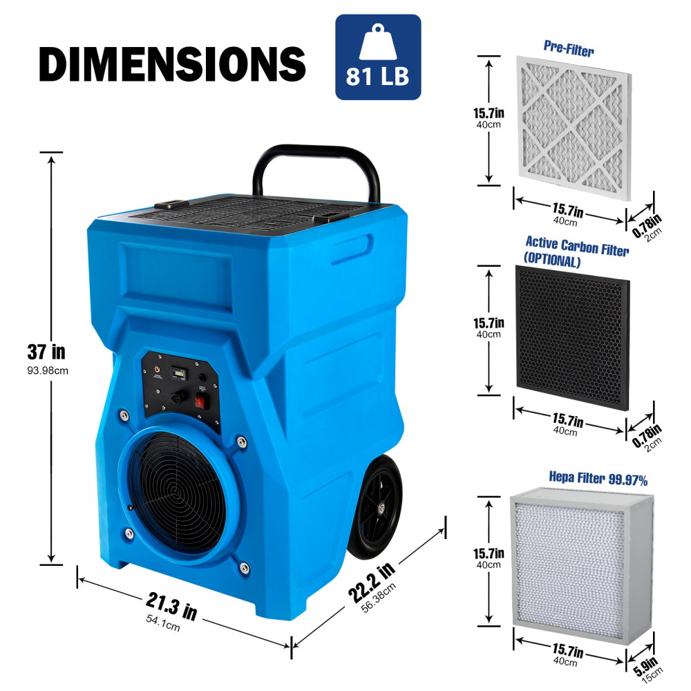 MOUNTO AF1000 1000CFM Air Scrubber Hepa Filter for Water Damage Construction Fire Remidiations