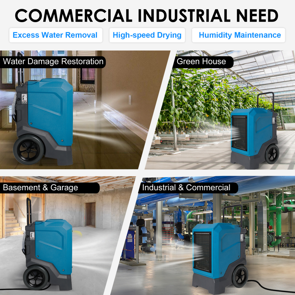 MOUNTO 310Pints LGR Commercial Dehumidifier with Pump and Drain Hose, LGR Portable Dehumidifier with wheels for Home, Basements, Garages, and Job Sites