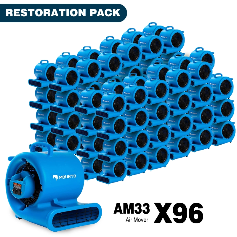 MOUNTO AM33 1/3HP 2000+ CFM Air Mover Blower Fan For Water Damage (96 Packs)