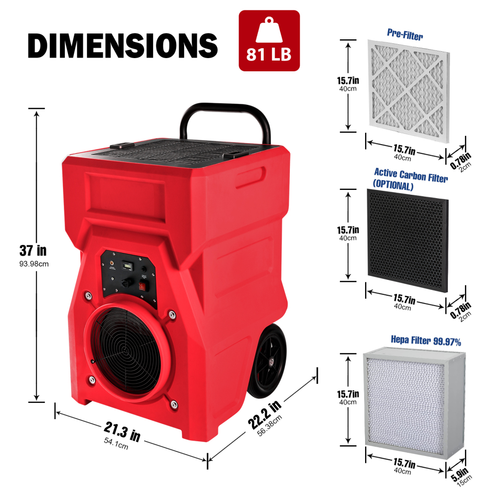 MOUNTO AF1000 1000CFM Air Scrubber Hepa Filter for Water Damage Construction Fire Remidiations