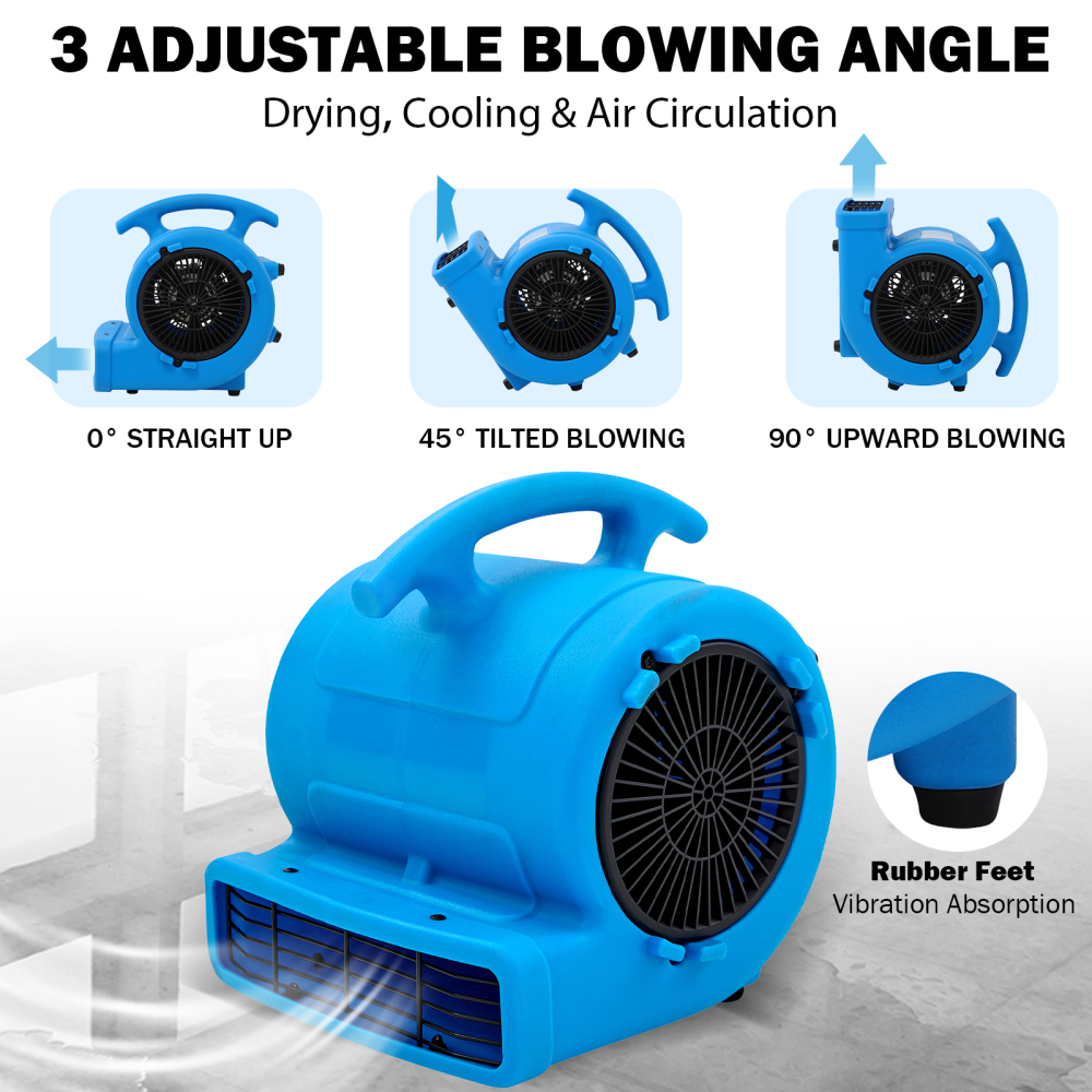 MOUNTO AM25 1/4HP Compact Air Mover Carpet Dryer w/ dual outlet for Air Cooling Circulation