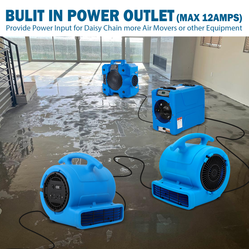 MOUNTO AM25 1/4HP Compact Air Mover Carpet Dryer w/ dual outlet for Air Cooling Circulation