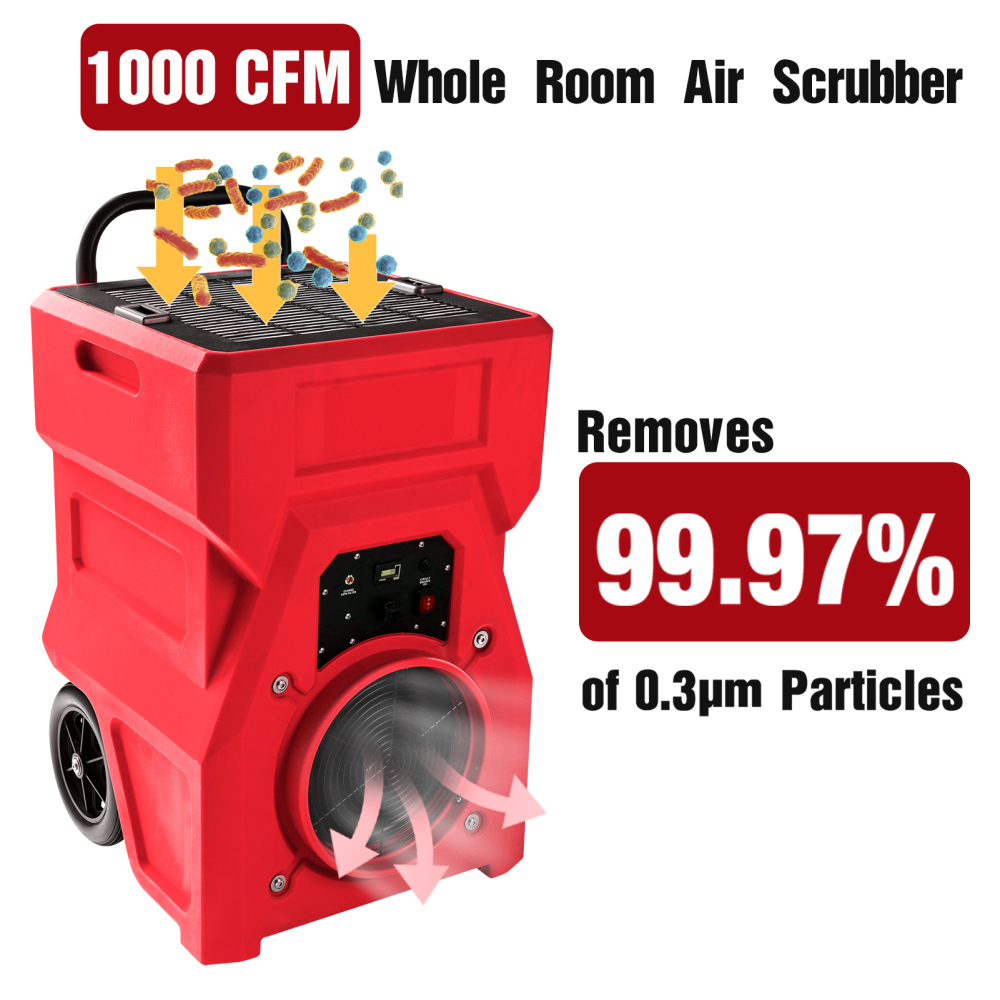 MOUNTO AF1000 1000CFM Air Scrubber Hepa Filter for Water Damage Construction Fire Remidiations