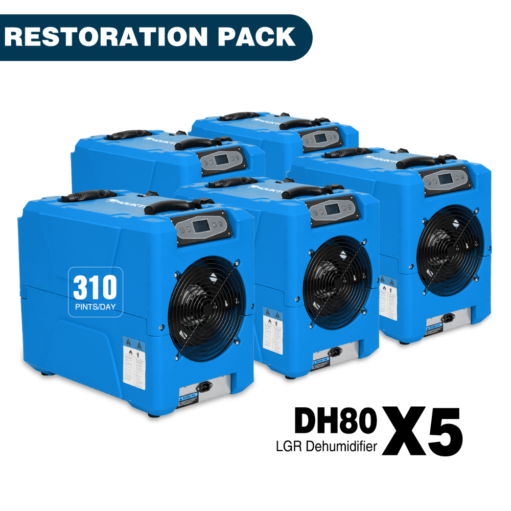 MOUNTO DH80 150Pints Compact Roto-Molding LGR Dehumidifier for Water Damage Restoration (5pcs Pack)