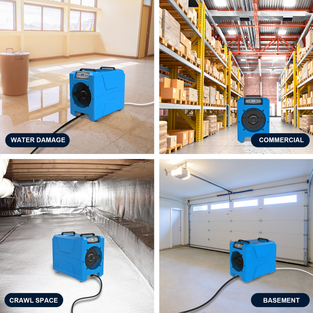 MOUNTO DH80 150Pints Compact Roto-Molding LGR Dehumidifier for Water Damage Restoration