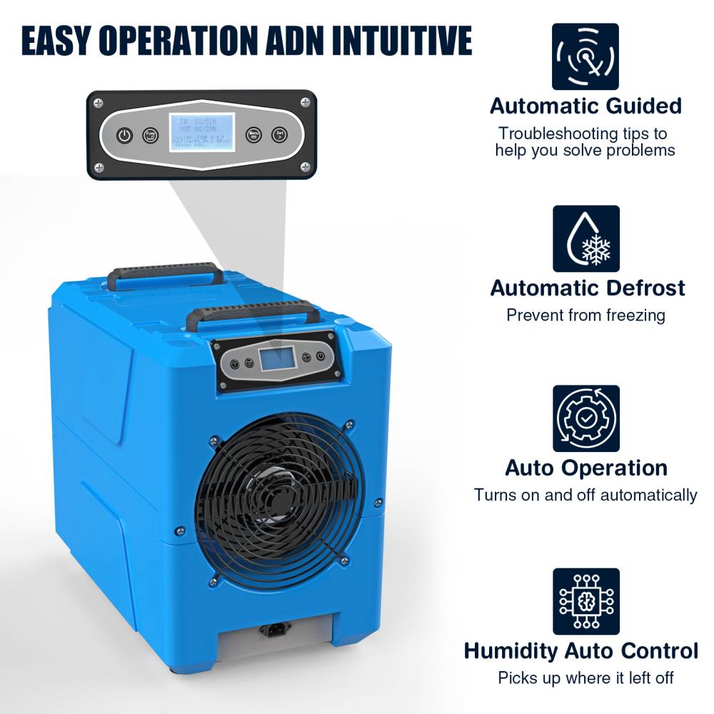 MOUNTO DH80 150Pints Compact Roto-Molding LGR Dehumidifier for Water Damage Restoration