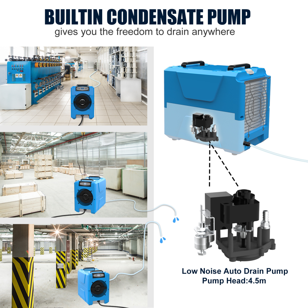 MOUNTO DH80 150Pints Compact Roto-Molding LGR Dehumidifier for Water Damage Restoration