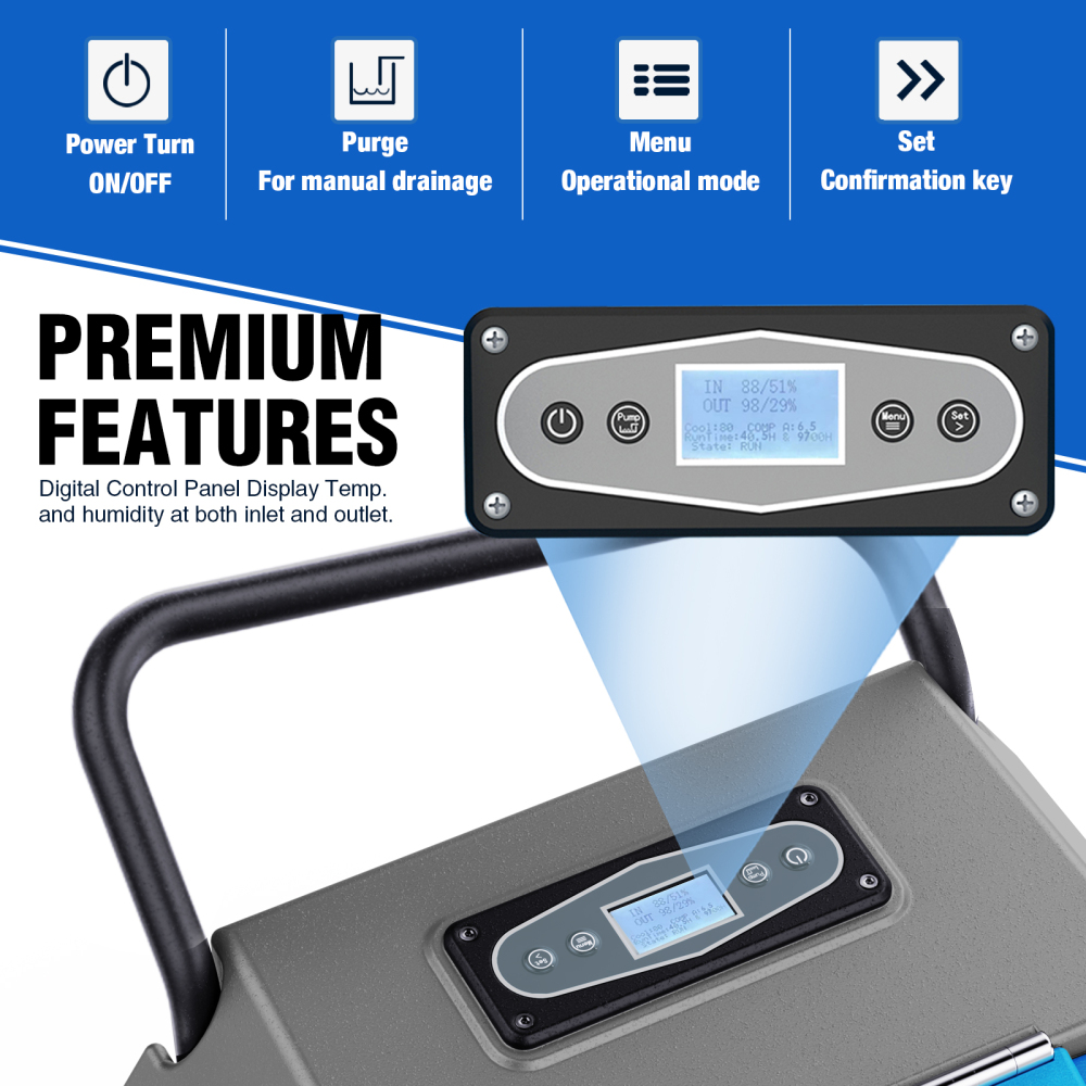 MOUNTO DH95 180Pints Compact Roto-Molding LGR Dehumidifier for Water Damage Restoration