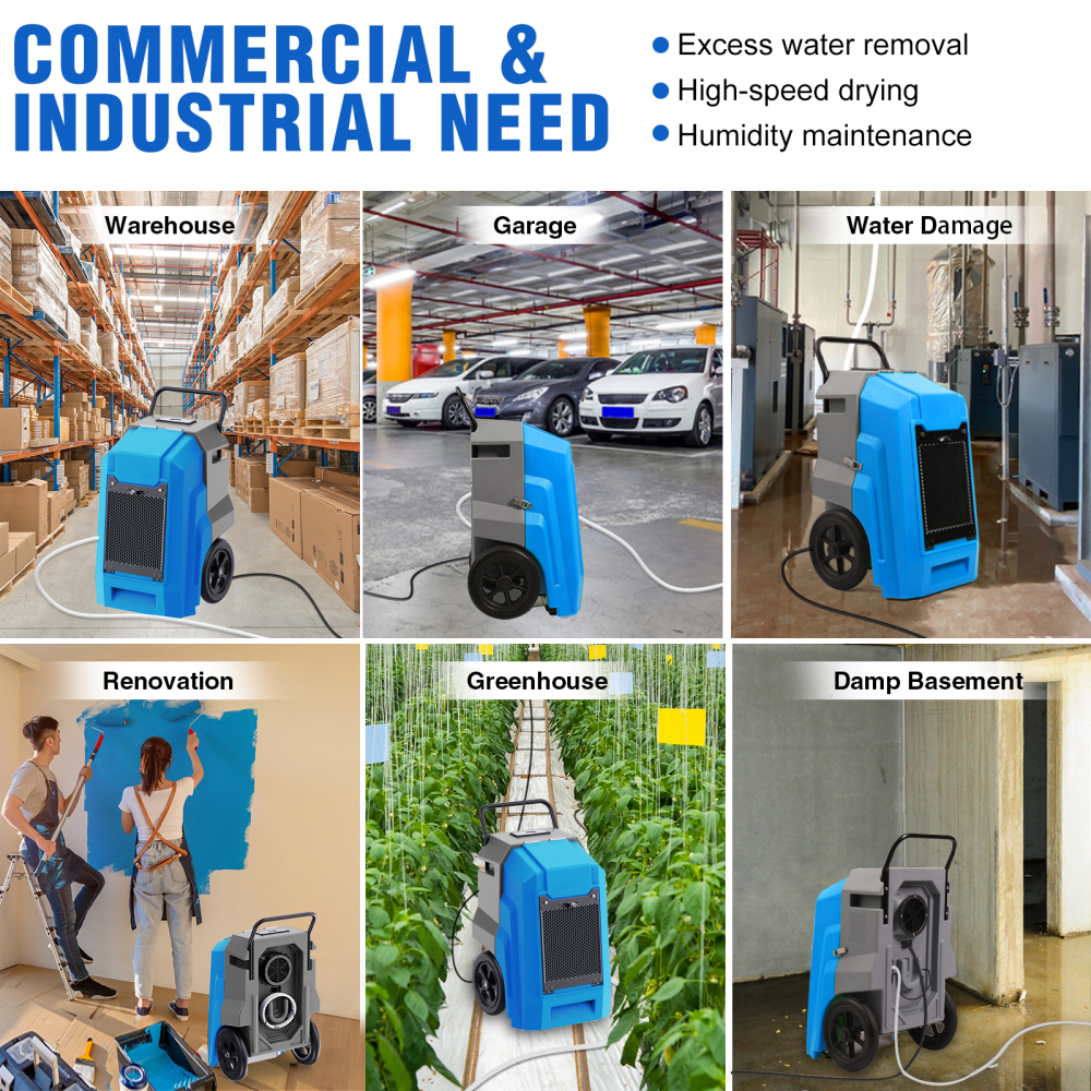 MOUNTO DH95 180Pints Compact Roto-Molding LGR Dehumidifier for Water Damage Restoration