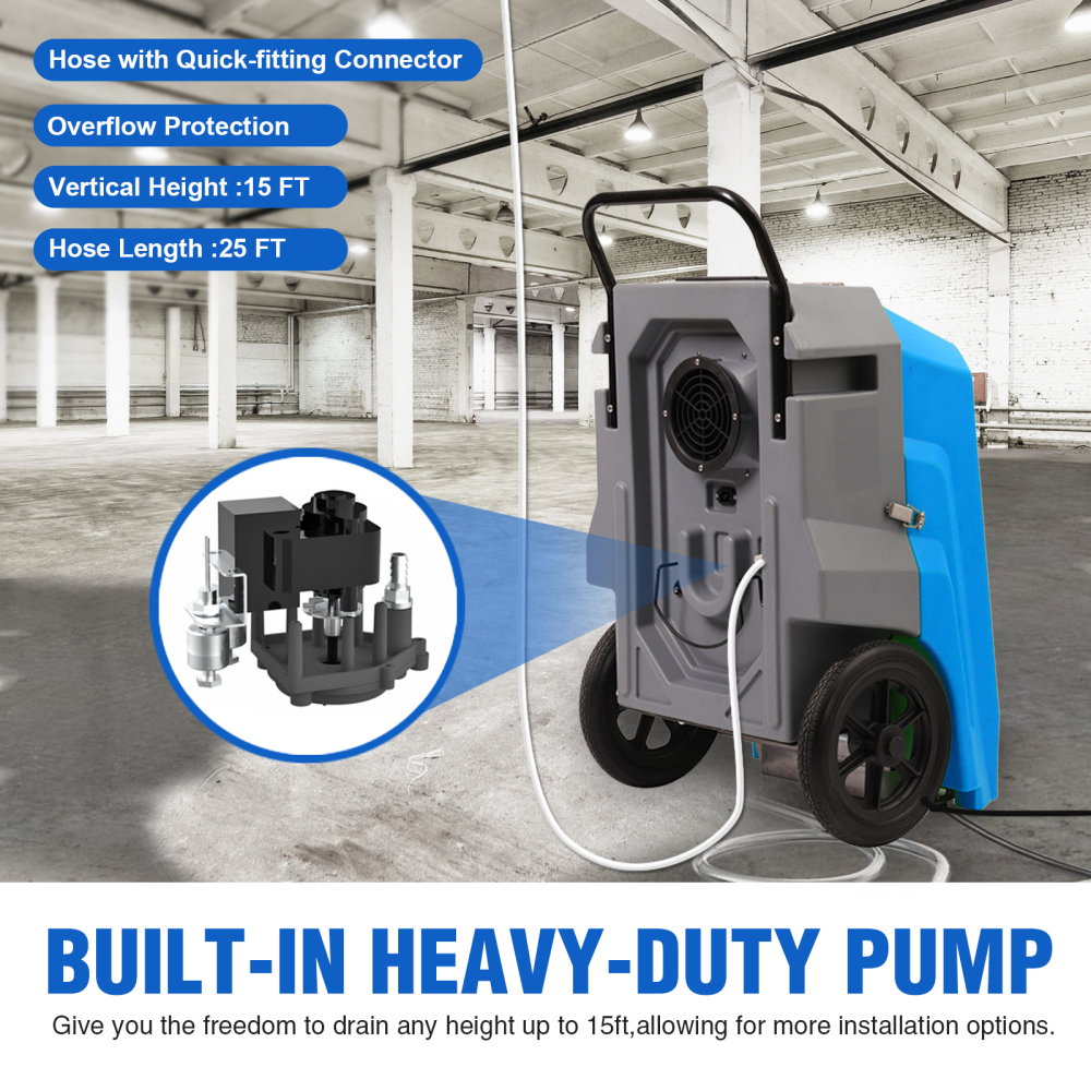 MOUNTO DH95 180Pints Compact Roto-Molding LGR Dehumidifier for Water Damage Restoration