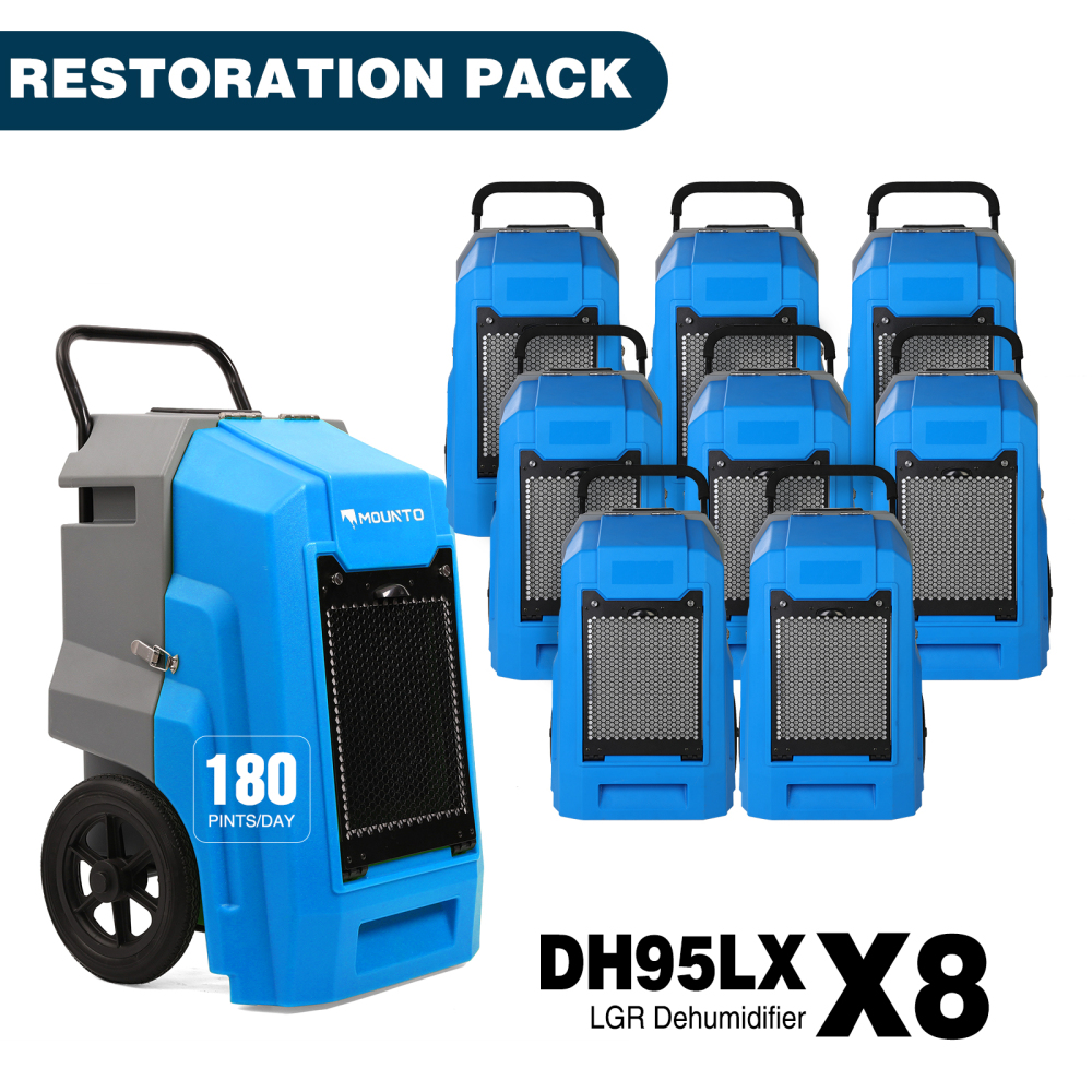 MOUNTO DH95 180Pints LGR Dehumidifier for Water Damage Restoration (8 Package)