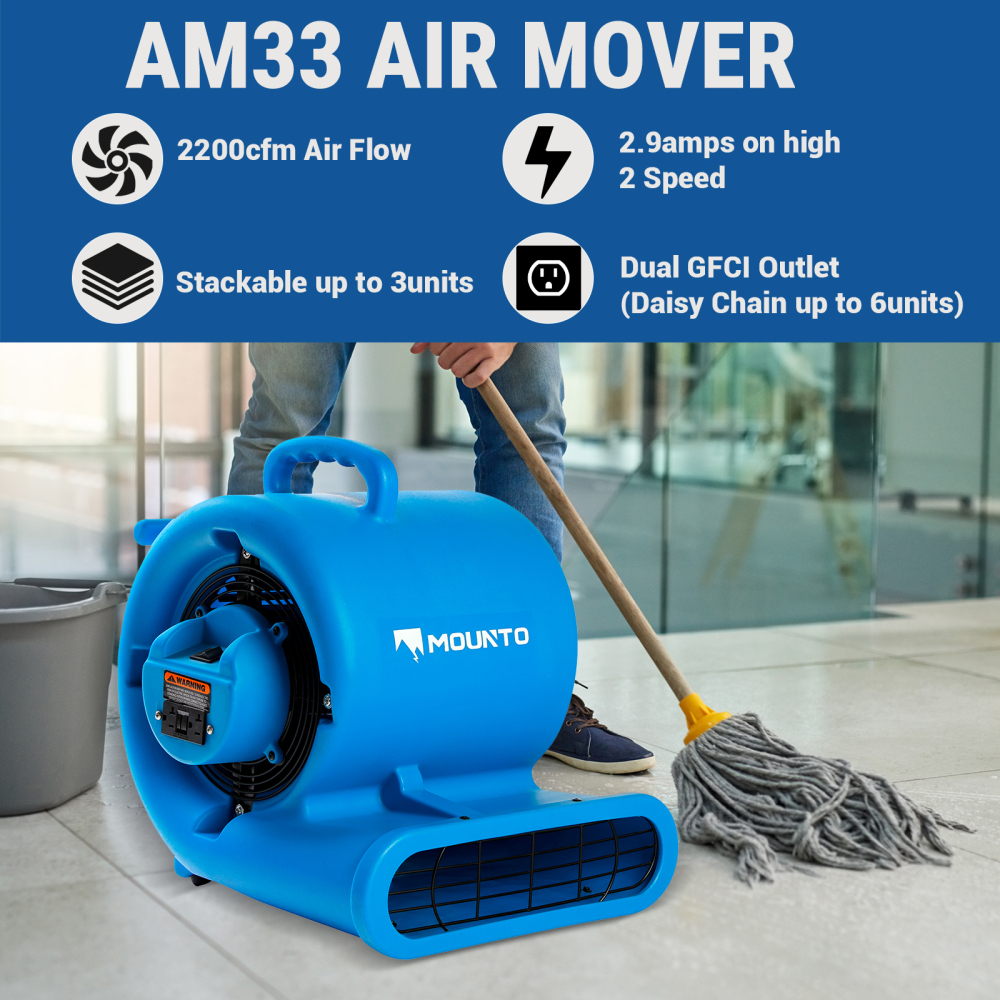 MOUNTO Air Mover Air Scrubber Dehumidifier Combo Package for Water Damage Restoration （ 4xDH95 4xAF650 24xAM33)