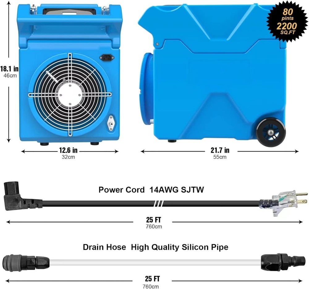 MOUNTO DH80W LGR dehumidifier 150 PPD moisture removal for water damage restoration