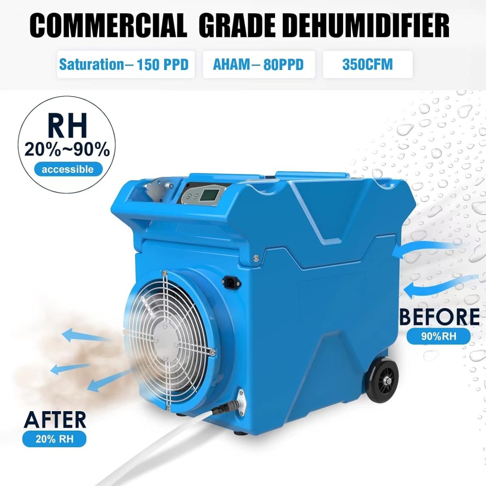MOUNTO DH80W dehumidifier built-in pump with 25 ft drain hose