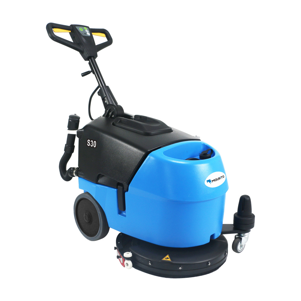 MOUNTO S30 Walk-Behind Floor Scrubber Dryer - 17 in Path, 7.1 Gal, 24V Battery, Foldable Handle