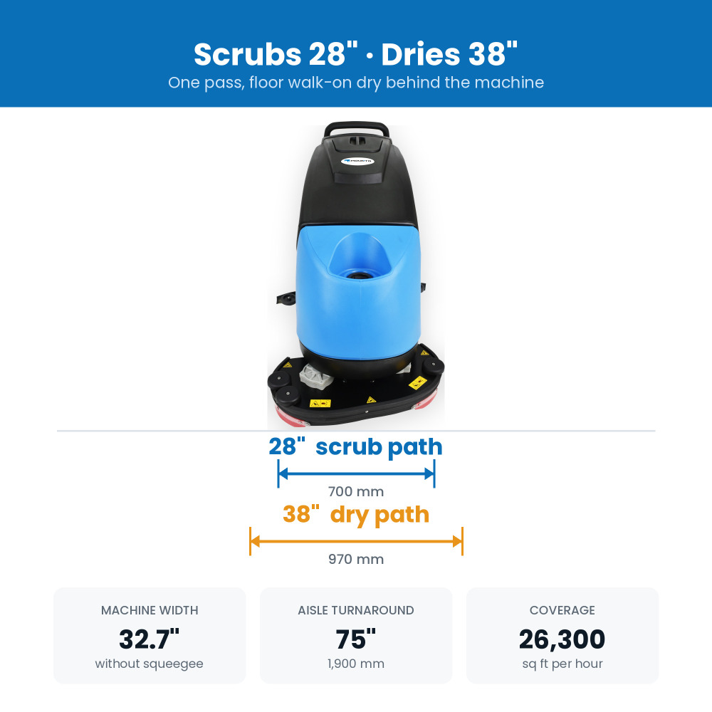 MOUNTO S85 Self-Propelled Walk-Behind Floor Scrubber Dryer - 28 in Twin Disc, 22.5 Gal, 24V